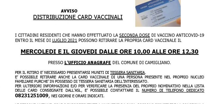 Consegna Card Vaccinali